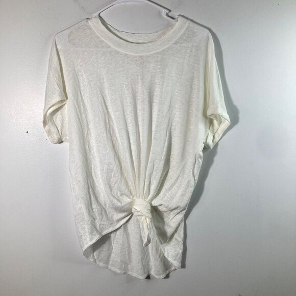Womens Lou & Grey for Loft Tie Front Linen Tee shirt Tunic L White NWT - Picture 1 of 9